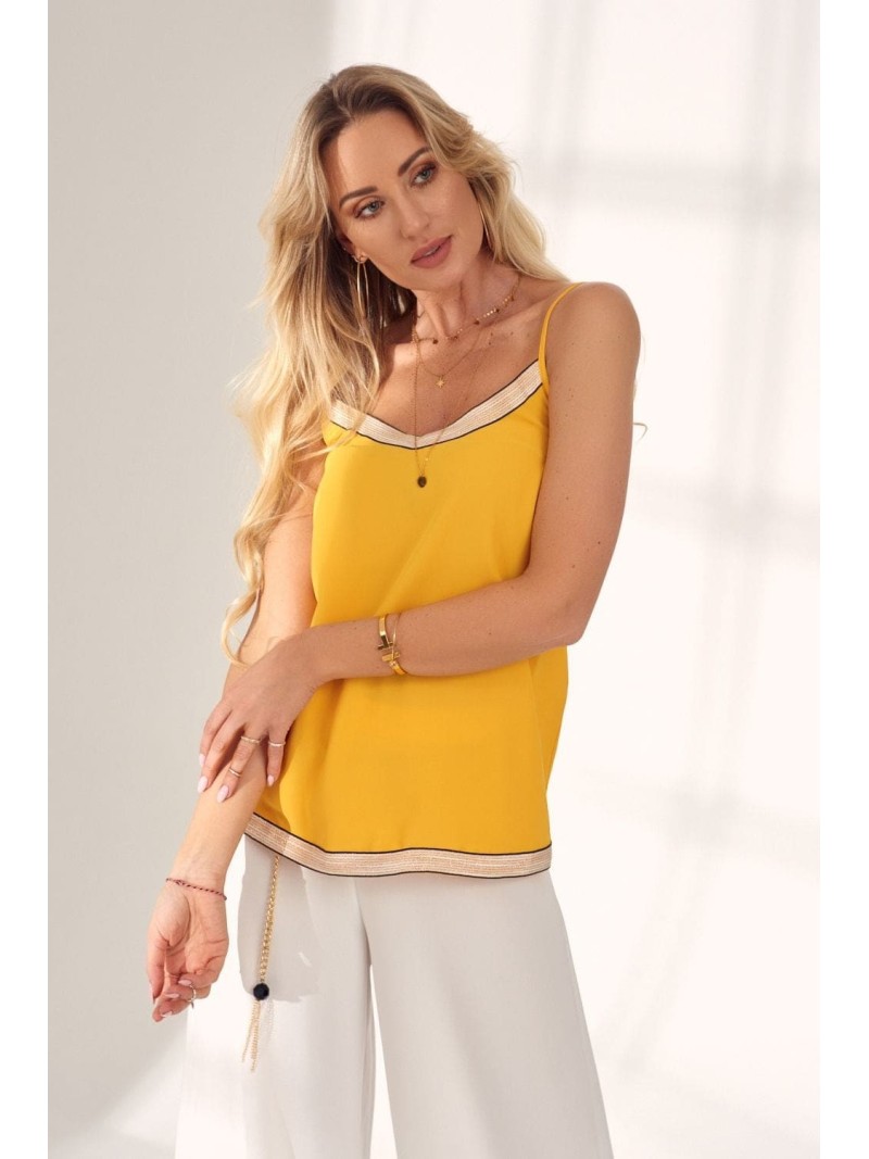 Zarte Bluse mit dünnen Trägern, gelb PR75001 – Online-Shop – Boutique